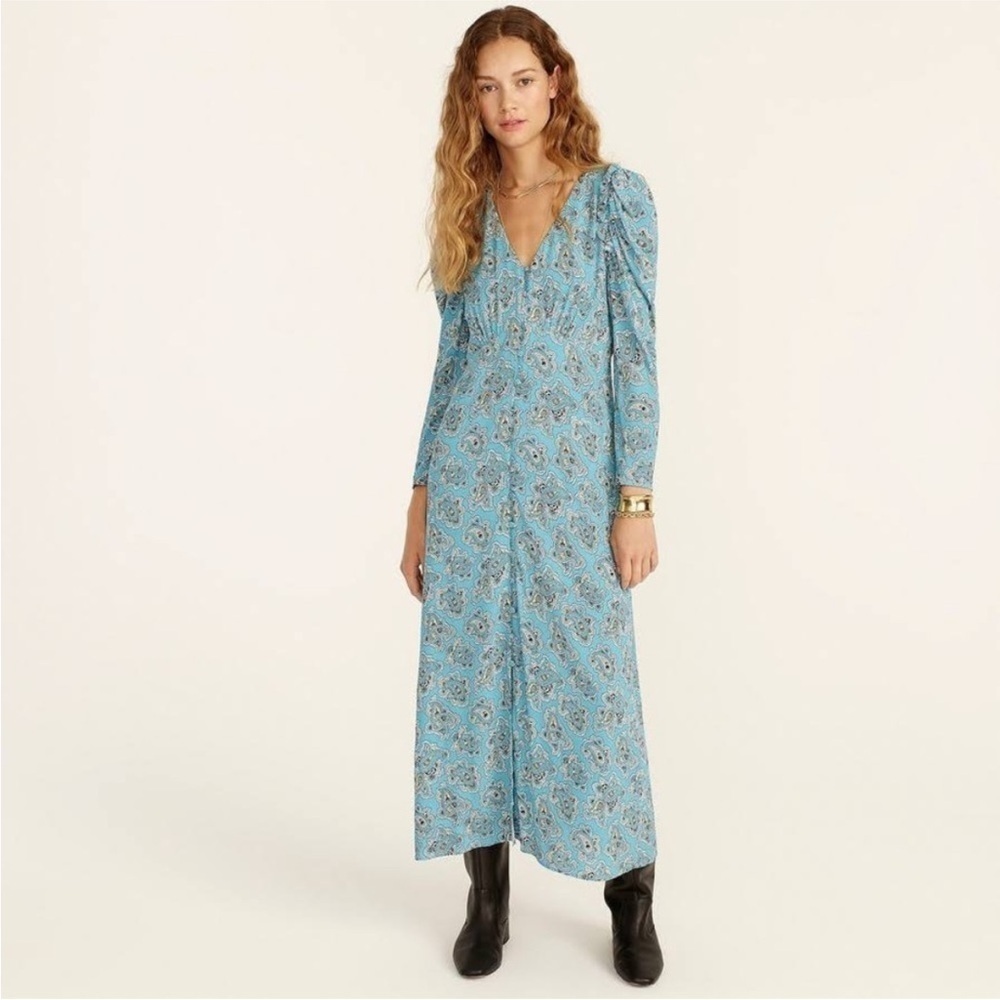 J.Crew Drapey Puff Sleeve Maxi Dress in Paisley Bunch 00